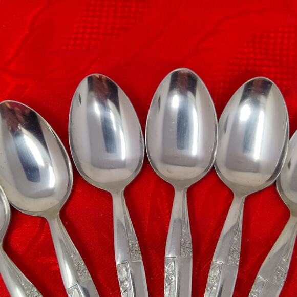 11X Tsp Amere Japan AEF3 MCM Stainless Flatware Floral Teaspoons - Picture 6 of 14